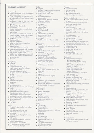 Ferretti 43 Specification Brochure