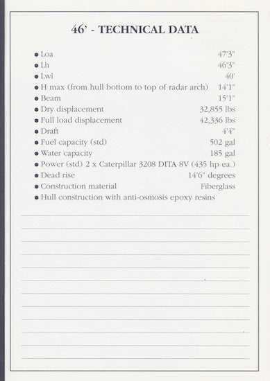 Ferretti 46 Specification Brochure