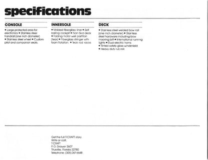 T Craft Gulfstream 30 Center Console Specification Brochure