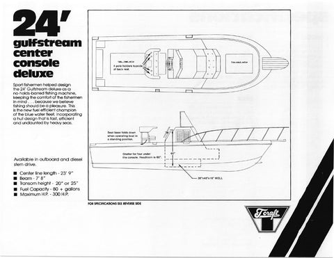 T Craft Gulfstream 24 Center Console Deluxe Specification Brochure