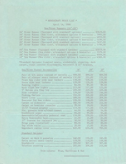 Hewescraft 1987 Brochure