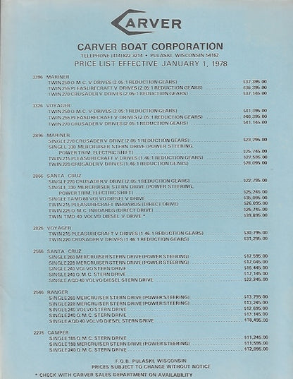 Carver 1978 Brochure