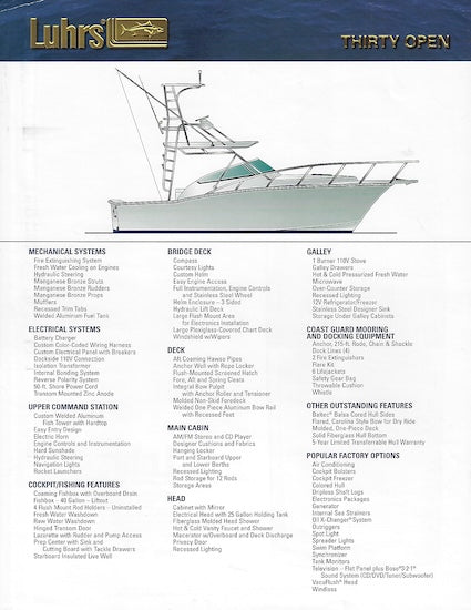 Luhrs 30 Open Specification Brochure – SailInfo I boatbrochure.com