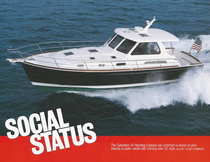 Sabreline 42 Hardtop Express Motorboating Magazine Reprint Brochure