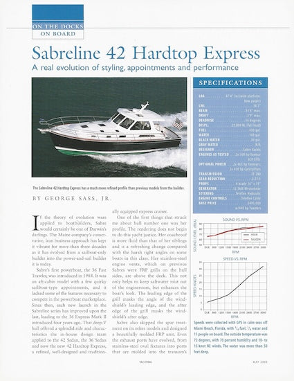 Sabreline 42 Hardtop Express Yachting Magazine Reprint Brochure