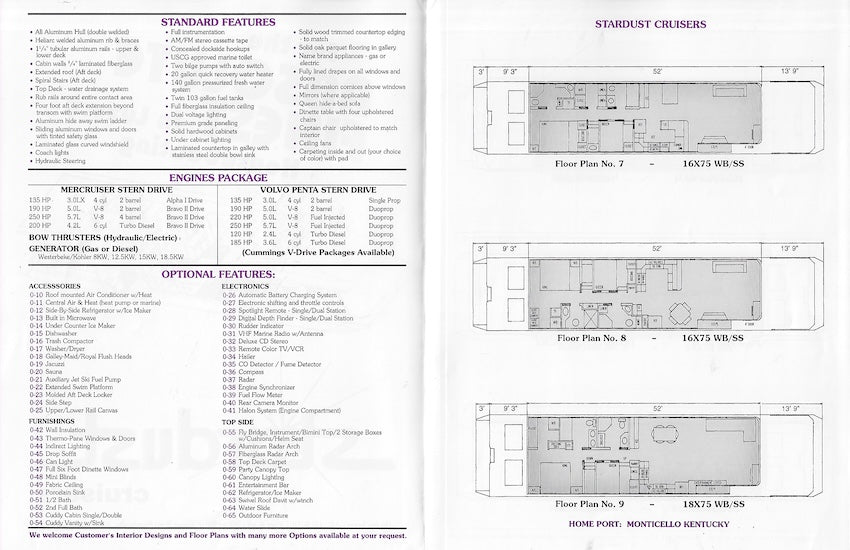 Stardust Cruisers Specification Brochure