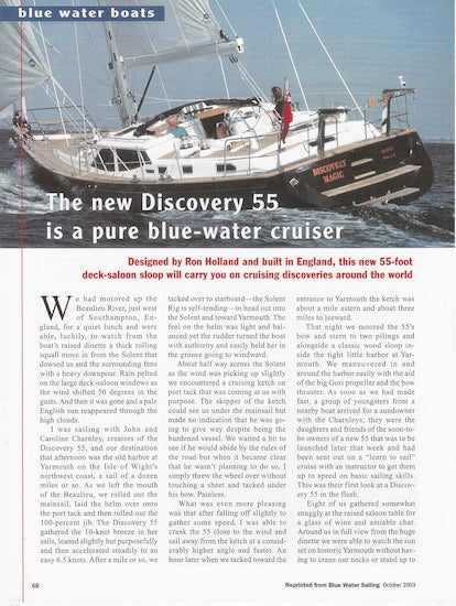 Discovery 55 Blue Water Sailing Magazine Reprint Brochure