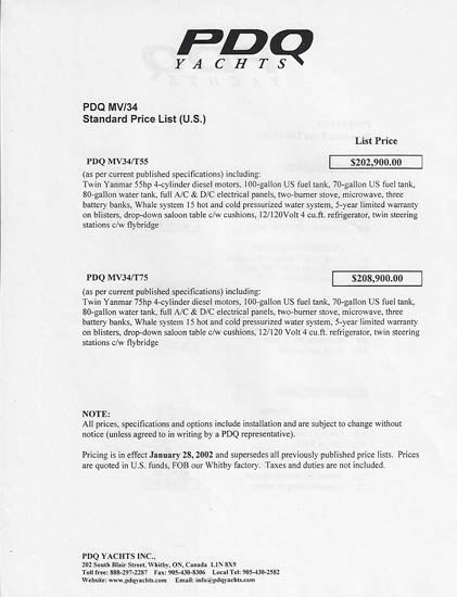 PDQ 34 Power Catamaran Brochure