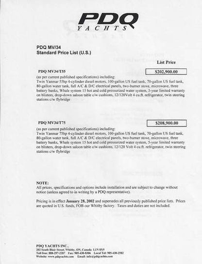 PDQ 34 Power Catamaran Brochure