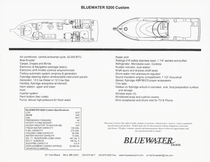 Bluewater 5200 Custom Specification Brochure