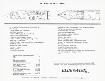 Bluewater 5800 Custom Specification Brochure