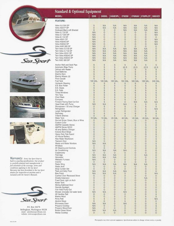 seaページ Sea Sport 2003 Brochure – SailInfo I boatbrochure.com テーブル・机