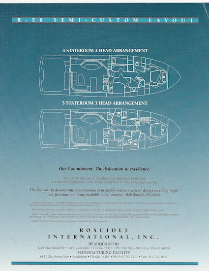 Roscioli Donzi R-58 Specification Brochure