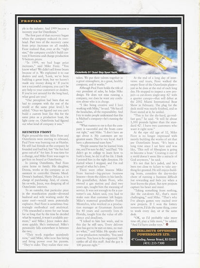 Outerlimits Company Powerboat Magazine Reprint Brochure