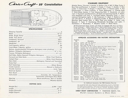 Chris Craft Constellation 28 Specification Brochure