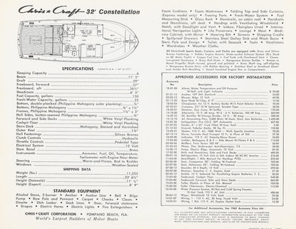 Chris Craft Constellation 32 Specification Brochure