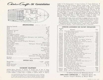 Chris Craft Constellation 36 Specification Brochure