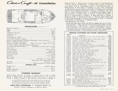 Chris Craft Constellation 45 Specification Brochure