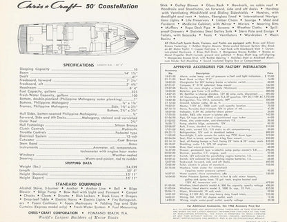 Chris Craft Constellation 50 Specifiction Brochure