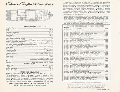 Chris Craft Constellation 55 Specifiction Brochure