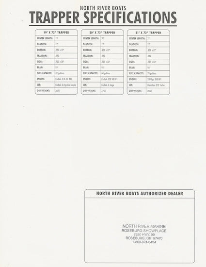 North River Trapper Series Specification Brochure