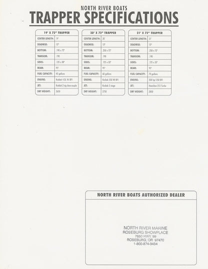 North River Trapper Series Specification Brochure