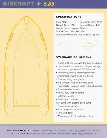 Ribcraft 5.85 Specification Brochure