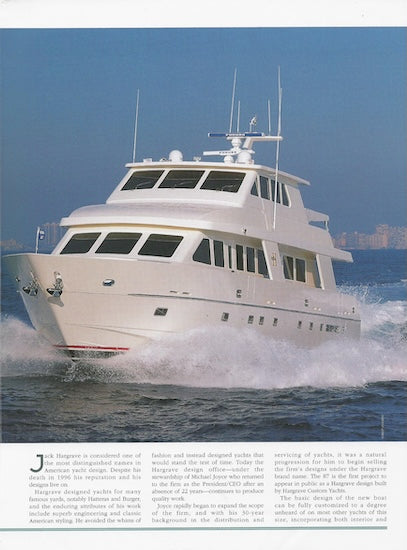 Hargrave 87 Motoryacht Boat International USA Magazine Reprint Brochure