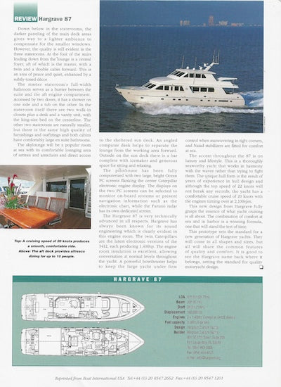 Hargrave 87 Motoryacht Boat International USA Magazine Reprint Brochure