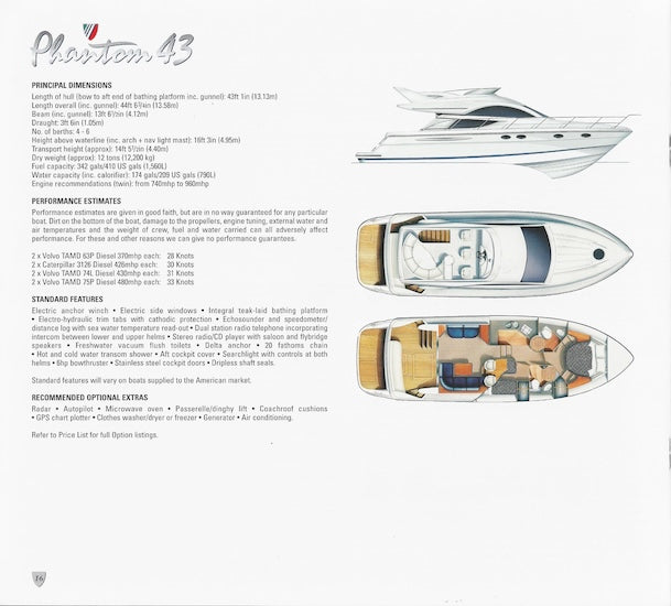 Fairline 2004 Specification Brochure
