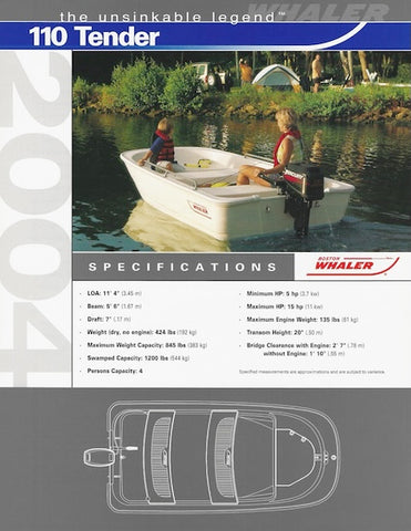 Boston Whaler 110 Tender Specification Brochure