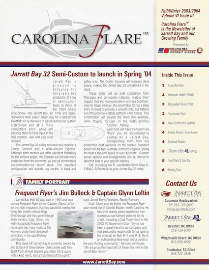 Jarrett Bay Carolina Flare Newsletter - Winter 2003