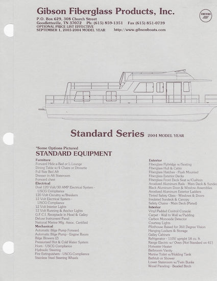 Gibson Standard Series Specification Brochure
