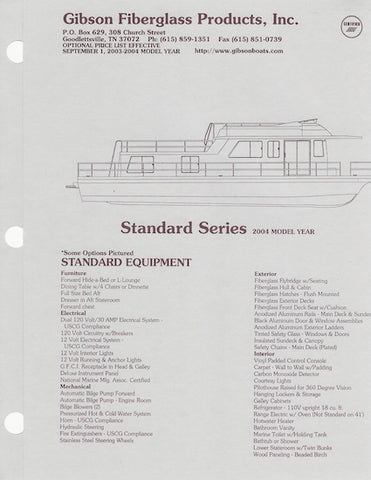 Gibson Standard Series Specification Brochure