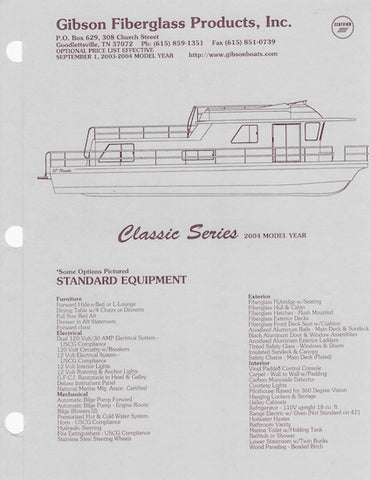 Gibson Classic Series Specification Brochure