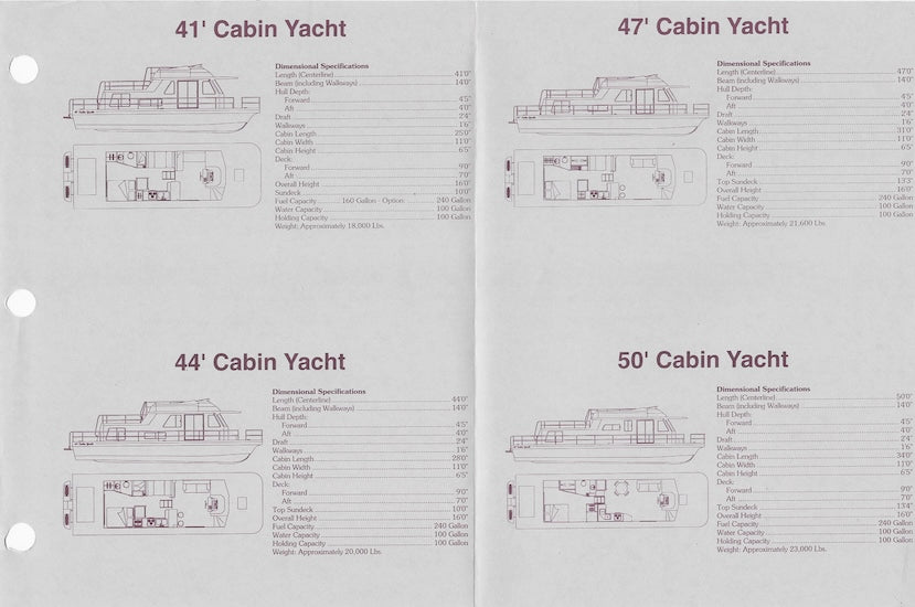 Gibson Cabin Yacht Series Specification Brochure