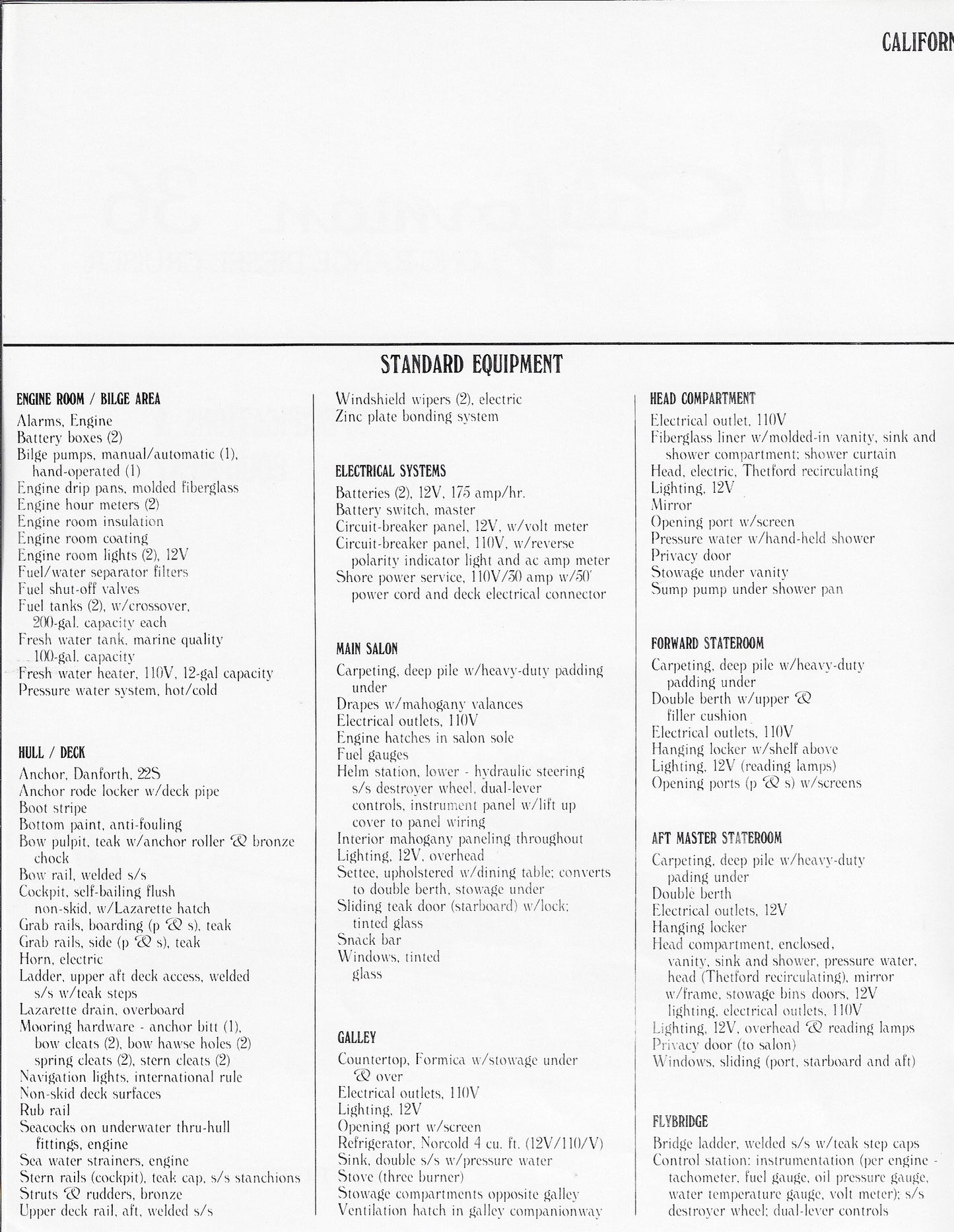 Wellcraft Californian 38 Trawler Specification Brochure