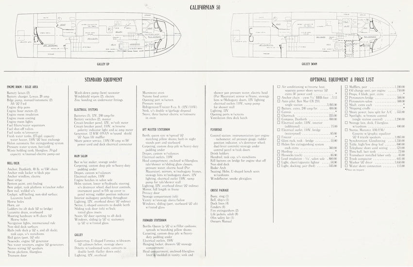 Wellcraft Californian 50 Trawler Specification Brochure