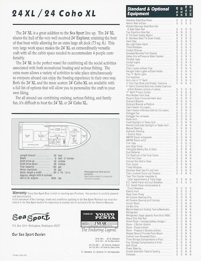 Sea Sport XL / Coho XL 24 Specification Brochure