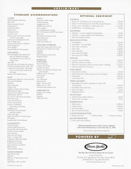 Ocean 50 Super Sport Specification Brochure