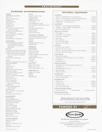 Ocean 50 Super Sport Specification Brochure