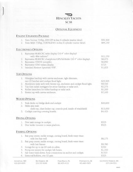Hinckley SC38 Brochure Package