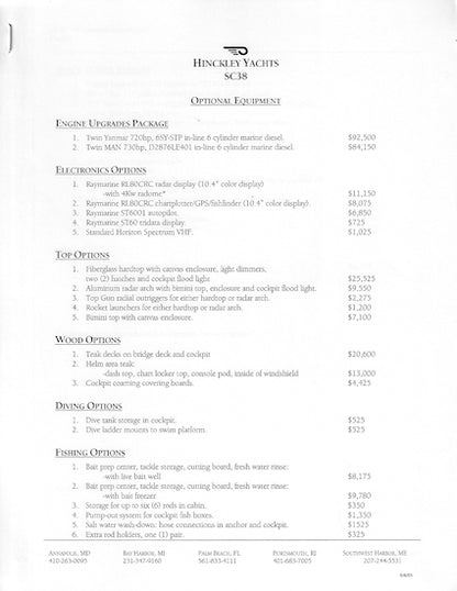 Hinckley SC38 Brochure Package