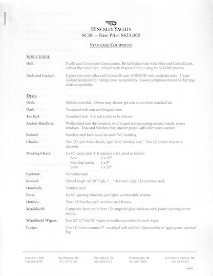 Hinckley SC38 Brochure Package