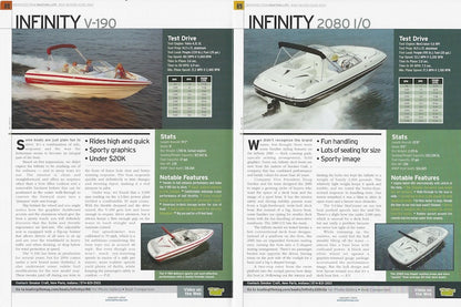 Smoker Craft Infinity V-190 and 2080 I/O Boating Life Magazine Reprint Brochure
