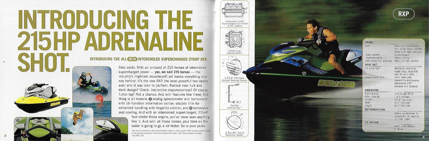 Sea Doo 2004 Watercraft & Sport Boats Mini Brochure