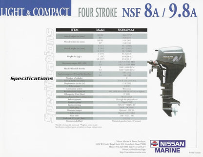 Nissan 8 / 9.8hp Outboard Brochure
