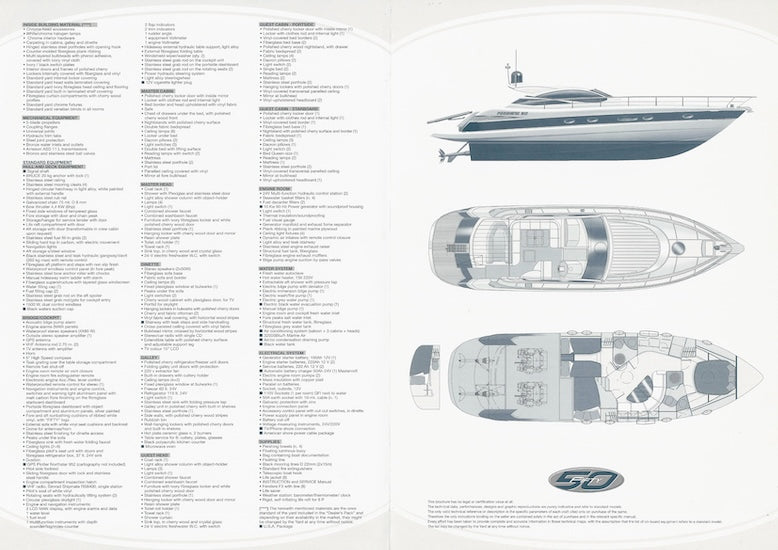 Pershing 50 USA Specification Brochure