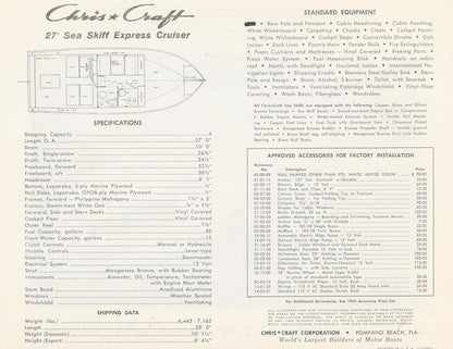 Chris Craft Sea Skiff 27 Express Cruiser Specification Brochure