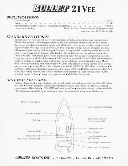 Bullet 21 Vee Brochure